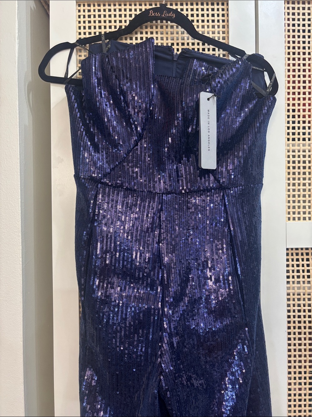 Black Halo Navy Sequin Wedding Dress